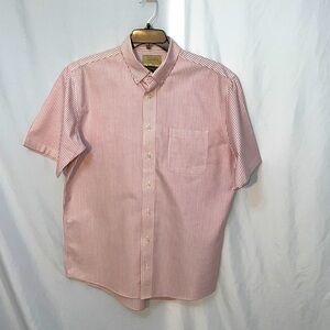 Cabela's Men's Short Sleeve Striped Button Down Shirt Size Large Tall